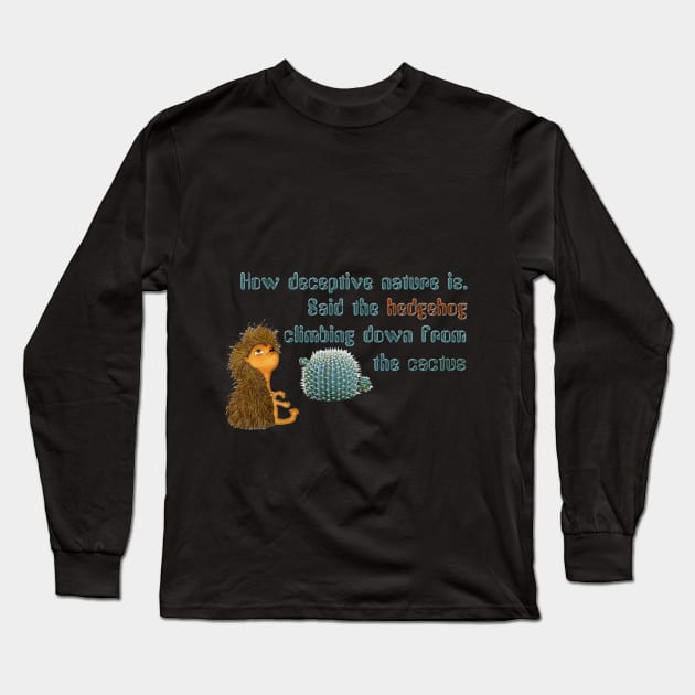 Hedgehog and cactus Long Sleeve T-Shirt by DonStanis